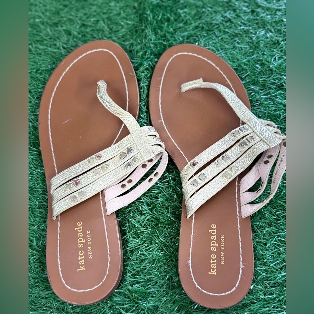 Kate Spade Gold Sandals with Minimalist Design Size 7M